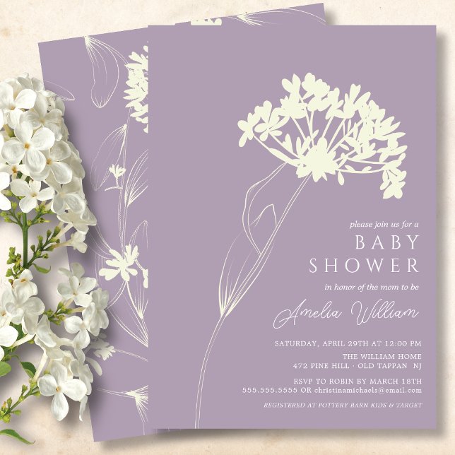 Invitación a Baby Shower con flores modernas de La (Subido por el creador)