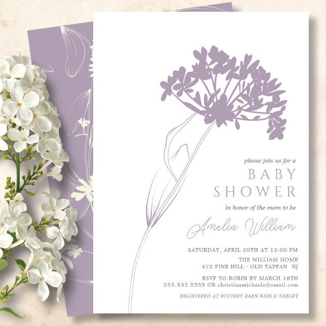 Invitación a Baby Shower con flores modernas de La (Subido por el creador)