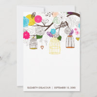 Invitación a Baby Shower con flores para las aves 