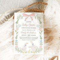 Invitación a Baby Shower con flores rosadas de Goo