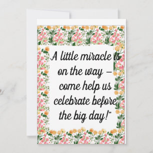 Invitación a Baby Shower con flores rosadas "Peq