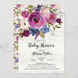 Invitación a Baby Shower con flores rusticas de ci