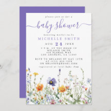 Invitación a Baby Shower con flores silvestres