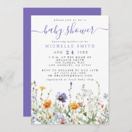 Invitación a Baby Shower con flores silvestres