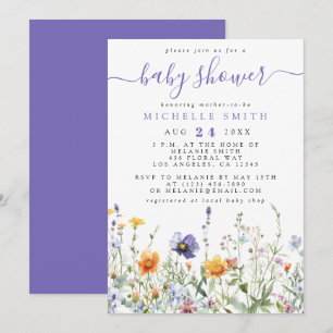 Invitación a Baby Shower con flores silvestres