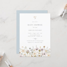 Invitación a Baby Shower con flores silvestres