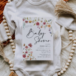 Invitación a Baby Shower con flores silvestres