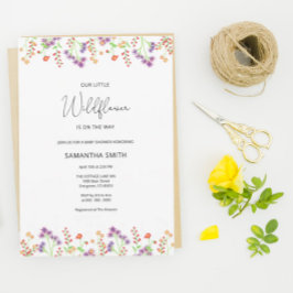 Invitación a Baby Shower con flores silvestres