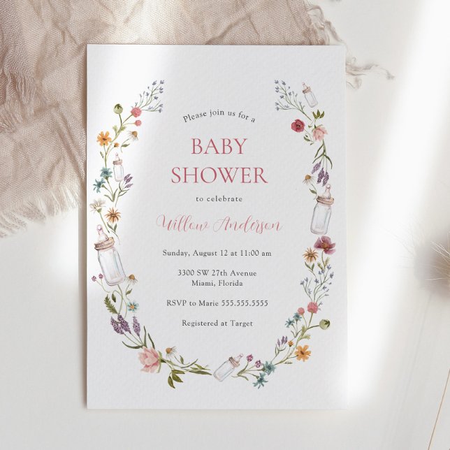 Invitación a Baby Shower con flores silvestres (Subido por el creador)