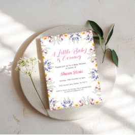 Invitación a Baby Shower con flores silvestres