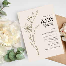 Invitación a Baby Shower con flores silvestres