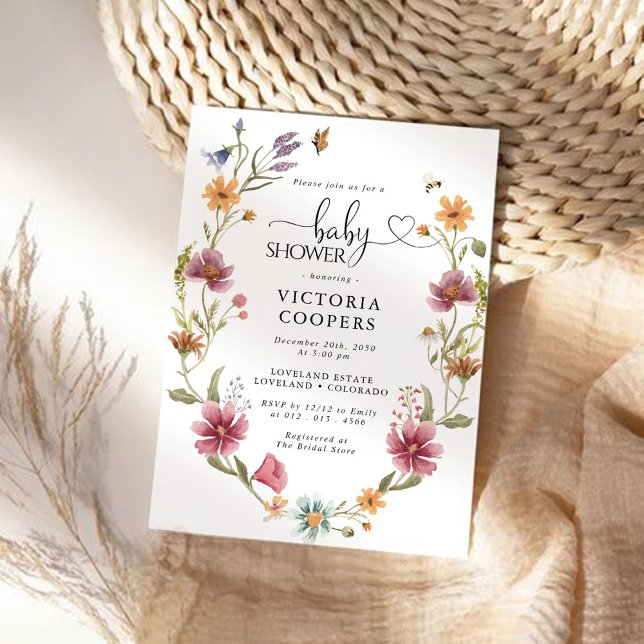 Invitación a Baby Shower con flores silvestres (Subido por el creador)