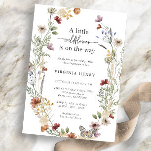 Invitación a Baby Shower con flores silvestres