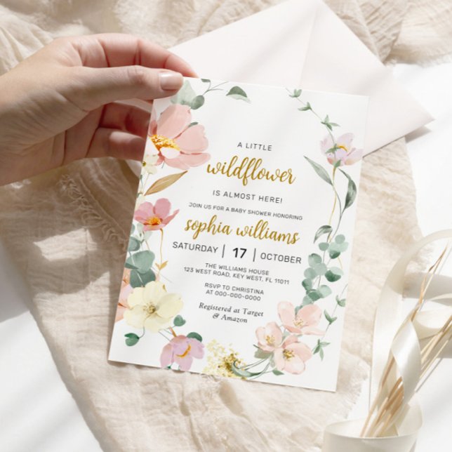 Invitación a Baby Shower con flores silvestres (Subido por el creador)