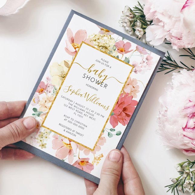 Invitación a Baby Shower con flores silvestres (Subido por el creador)