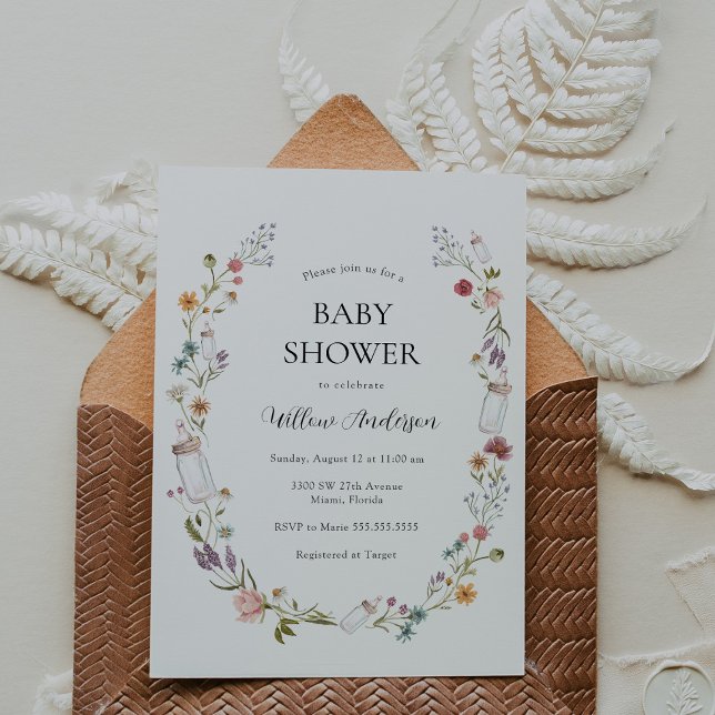 Invitación a Baby Shower con flores silvestres (Subido por el creador)