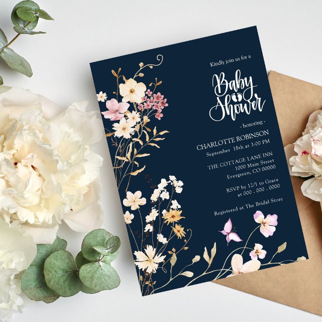 Invitación a Baby Shower con flores silvestres (Subido por el creador)