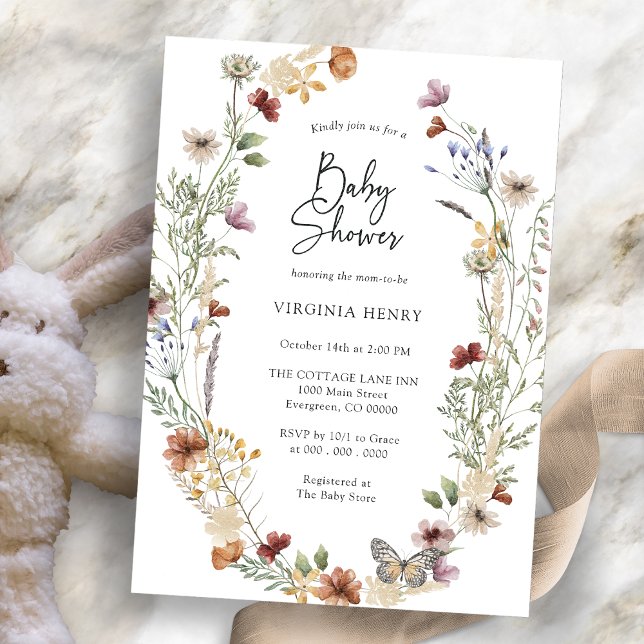 Invitación a Baby Shower con flores silvestres (Wildflower Baby Shower Invitation
)