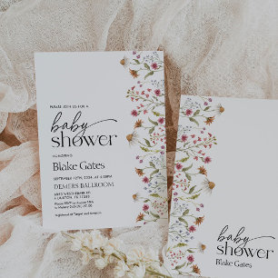 Invitación a Baby Shower con flores silvestres