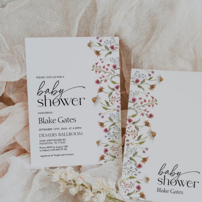 Invitación a Baby Shower con flores silvestres (Subido por el creador)