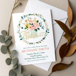 Invitación a Baby Shower con flores silvestres