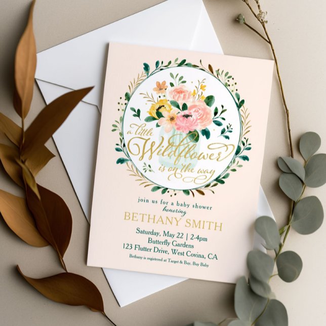 Invitación a Baby Shower con flores silvestres (Subido por el creador)