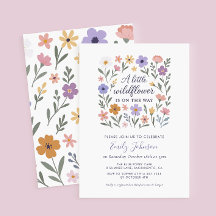 Invitación a Baby Shower con flores silvestres