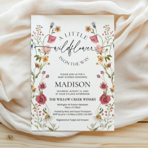 Invitación a Baby Shower con flores silvestres