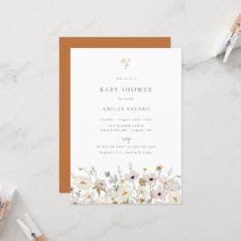 Invitación a Baby Shower con flores silvestres