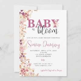 Invitación a Baby Shower con flores silvestres