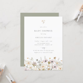 Invitación a Baby Shower con flores silvestres