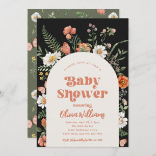 Invitación a Baby Shower con flores silvestres B
