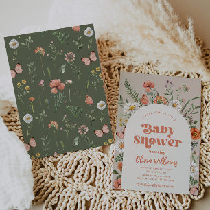 Invitación a Baby Shower con flores silvestres   B