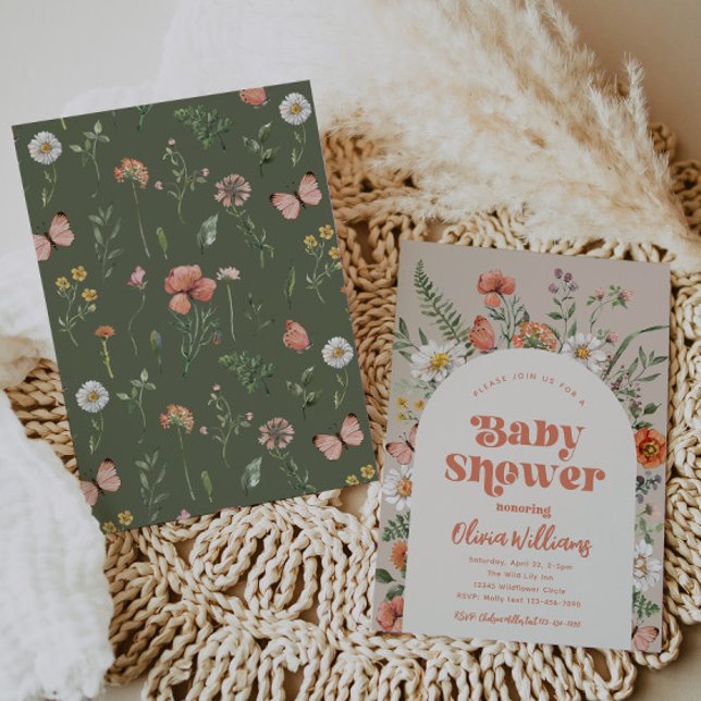 Invitación a Baby Shower con flores silvestres | B (Subido por el creador)