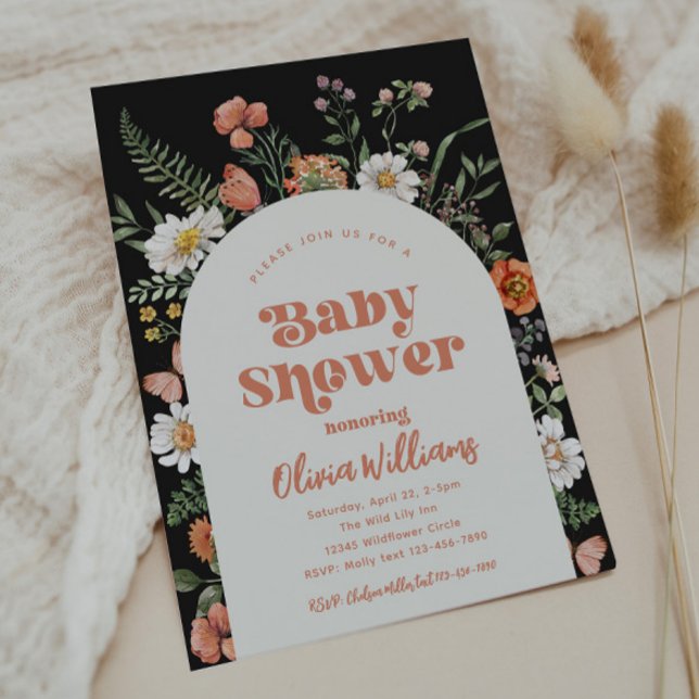 Invitación a Baby Shower con flores silvestres | B (Subido por el creador)