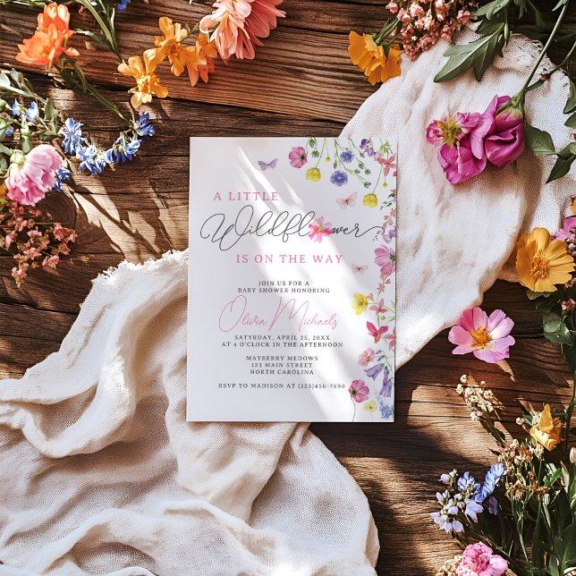 Invitación a Baby Shower con flores silvestres | B (Subido por el creador)