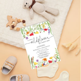 Invitación a Baby Shower con flores silvestres de 
