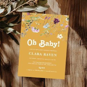 Invitación a Baby Shower con flores silvestres Oh 