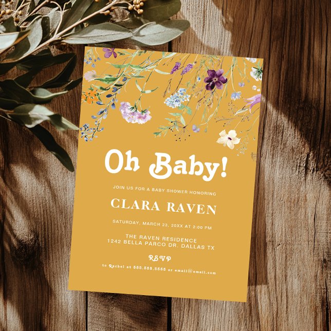 Invitación a Baby Shower con flores silvestres Oh  (Subido por el creador)