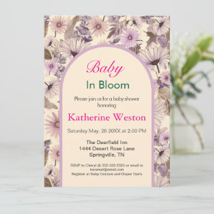 Invitación a Baby Shower con flores vintage