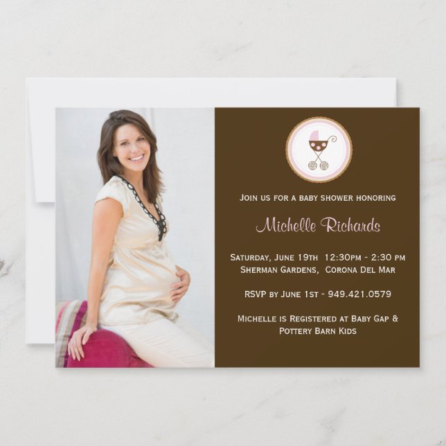 Invitación a Baby Shower con foto (Anverso)