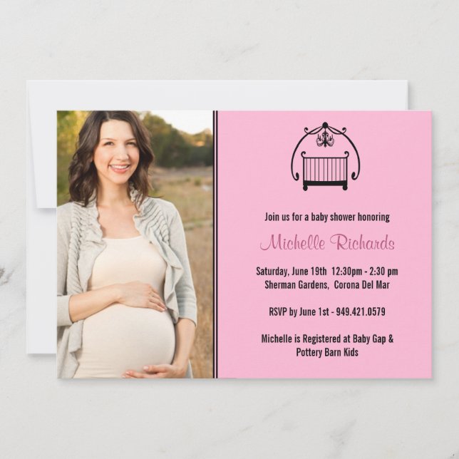 Invitación a Baby Shower con foto (Anverso)