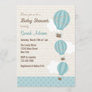 Invitación a Baby Shower con globo de aire calient