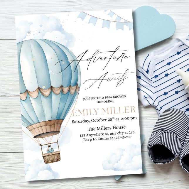 Invitación a Baby Shower con globo de aire calient (Subido por el creador)