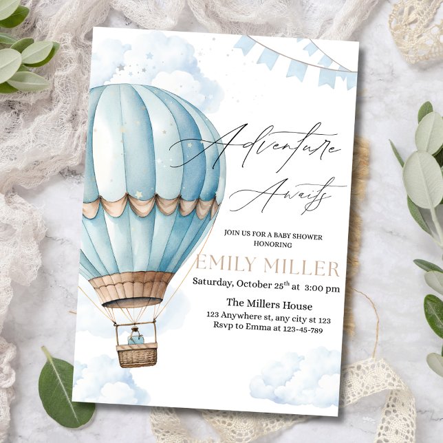 Invitación a Baby Shower con globo de aire calient (Subido por el creador)