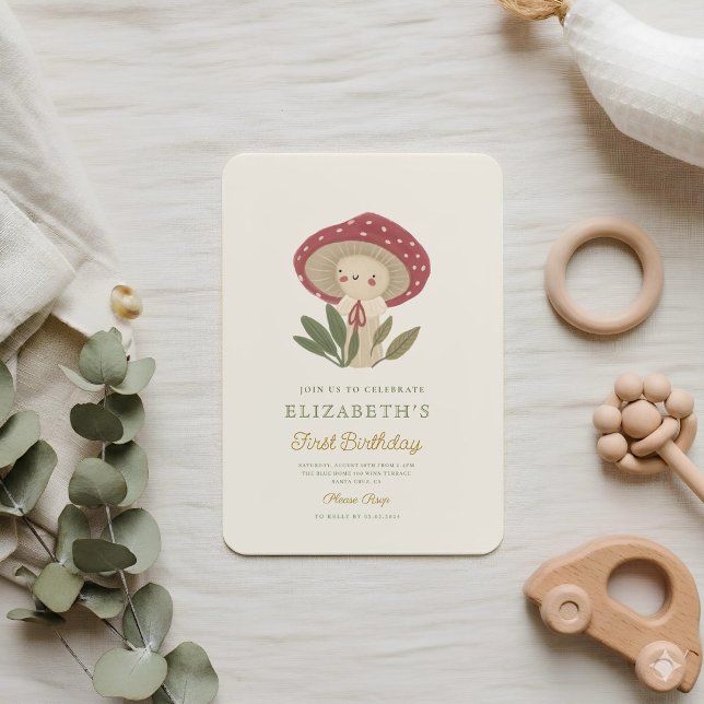 Invitación a Baby Shower con hongos pequeños (Subido por el creador)