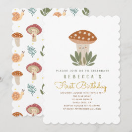 Invitación a Baby Shower con hongos pequeños