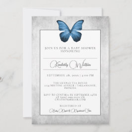 Invitación a Baby Shower con mariposa azul