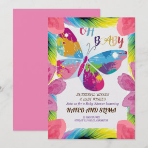 Invitación a Baby Shower con mariposa, bebé maripo