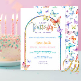 Invitación a Baby Shower con mariposa de primavera